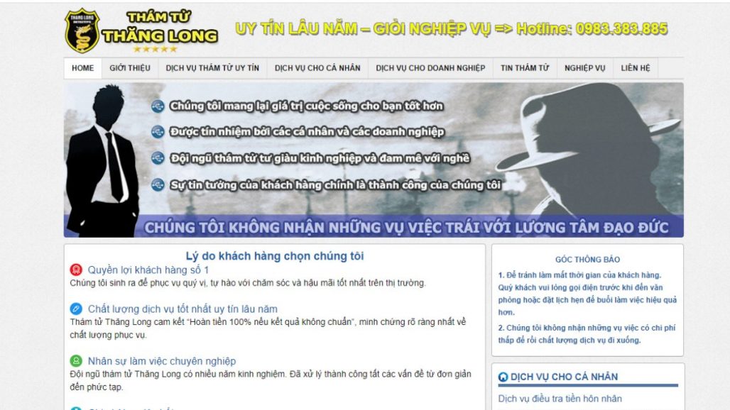 TOP 10 CÔNG TY THÁM TỬ TƯ UY TÍN TẠI HÀ NỘI 2021