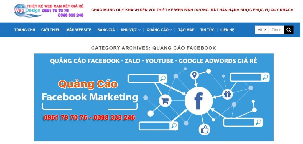 Công ty chạy quảng cáo Facebook Thiết kế web Bình Dương