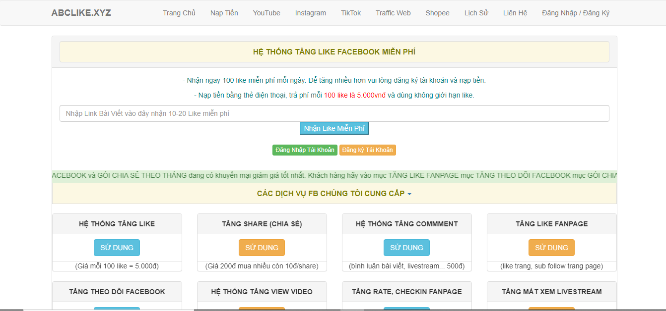 Dịch vụ tăng like Facebook ABC like