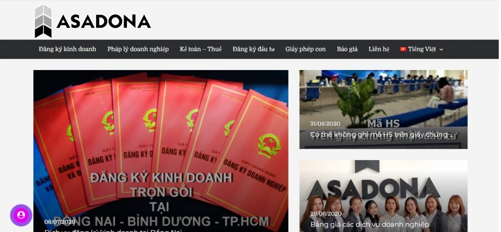 Dịch vụ thành lập công ty Asadona