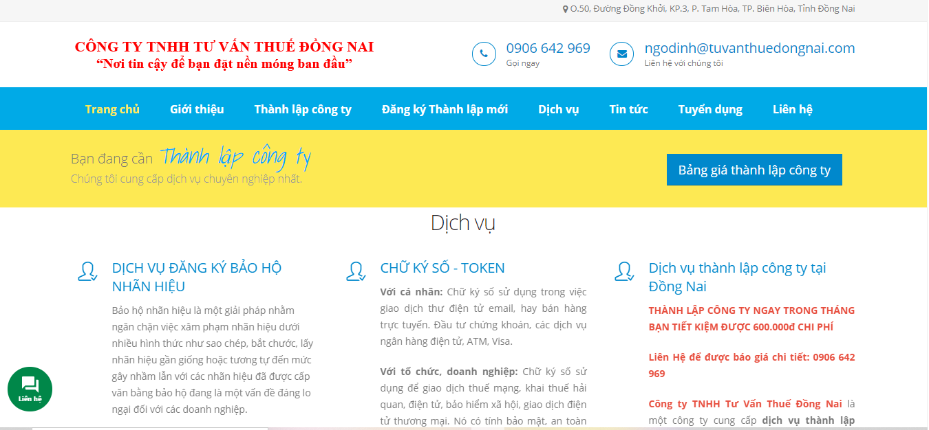 Dịch vụ thành lập công ty - Tư Vấn Thuế Đồng Nai