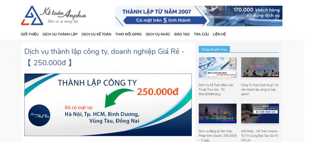 Dịch vụ thành lập công ty - kế toán Anpha