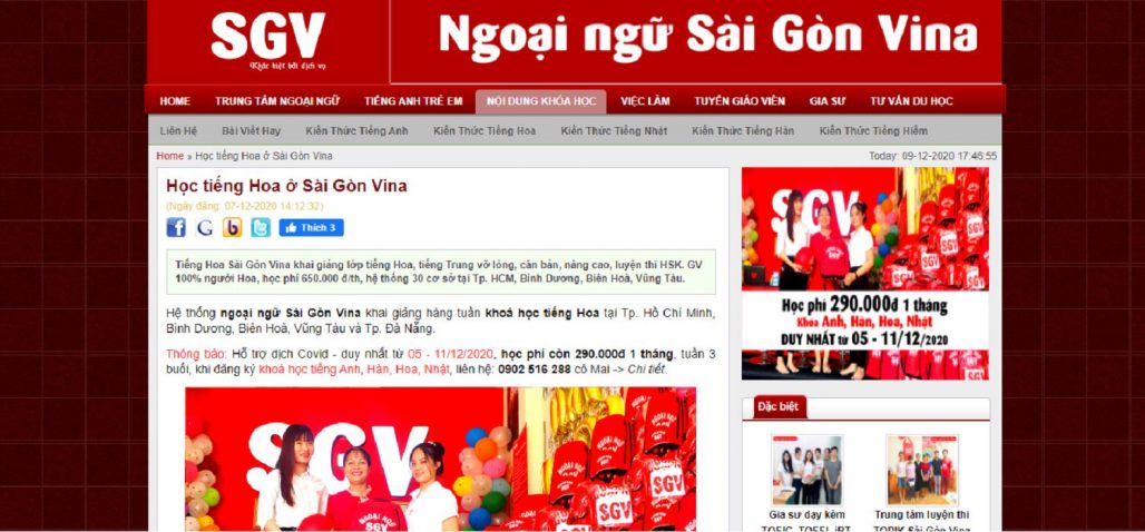 Trung tâm tiếng Trung - Ngoại ngữ Sài Gòn Vina