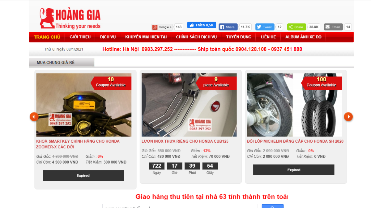 Cửa hàng phụ kiện đồ chơi mô tô Hoàng Gia