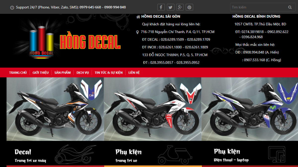 Địa chỉ bán phụ kiện xe máy Hồng Decal Bình Dương