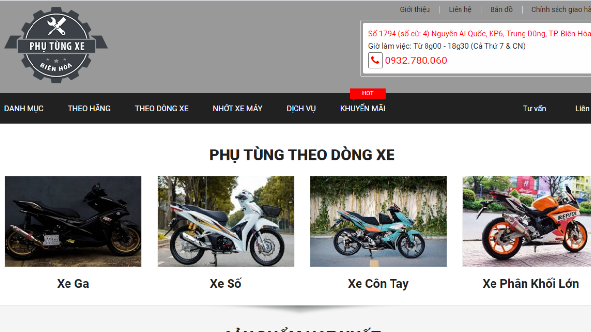 Cửa hàng phụ kiện mô tô xe máy Phutungxebienhoa.com
