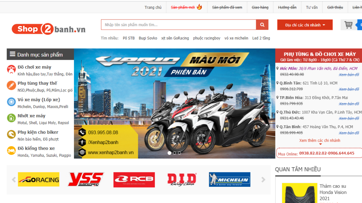 Cửa hàng phụ kiện mô tô xe máy Shop2banh